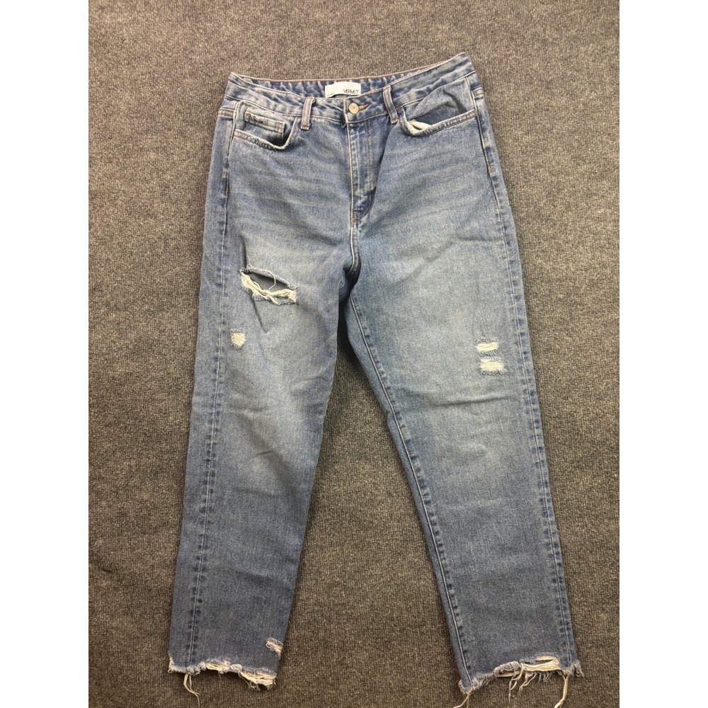 Vervet Straight Leg Jeans Women Size‎ 28 Blue Distressed Raw Hem VT1151